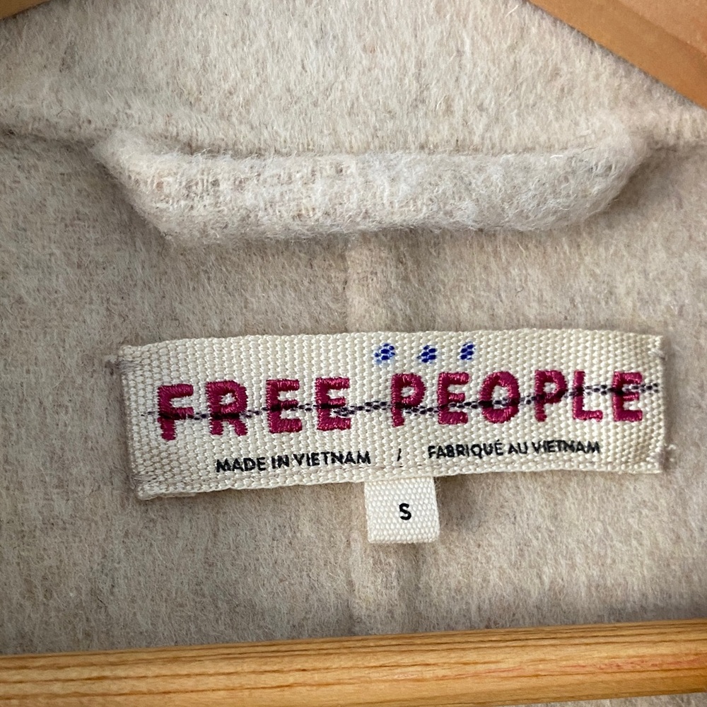 Free People Adore You Oversize Wool Sand Long Coat Sz S NWT - Picture 7 of 16